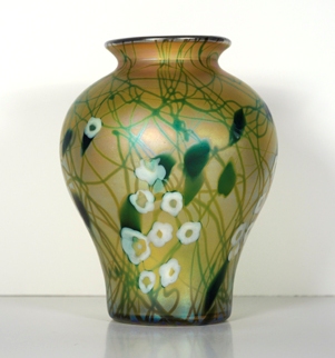 573 - Gold Aurene Iridescent Vase