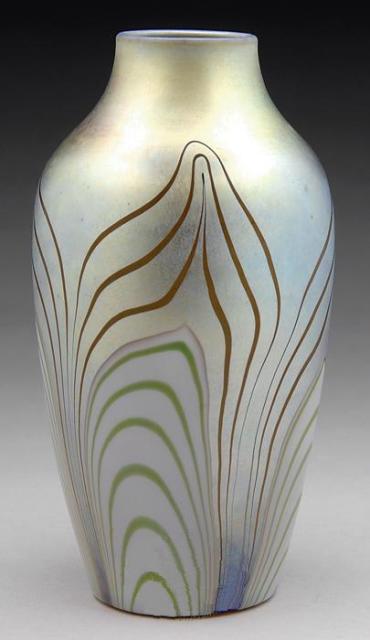 583 - Gold Aurene Iridescent Vase