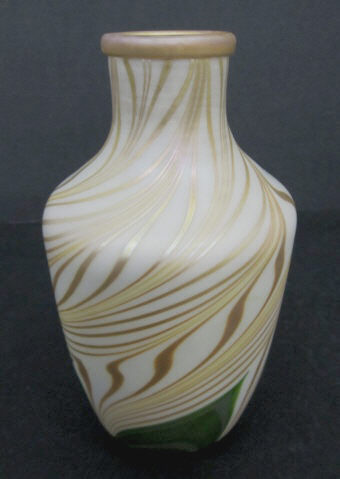 597 - Green Aurene Iridescent Vase