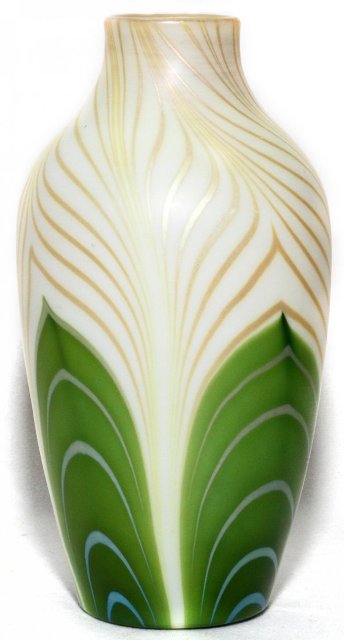 598 - Green Aurene Iridescent Vase