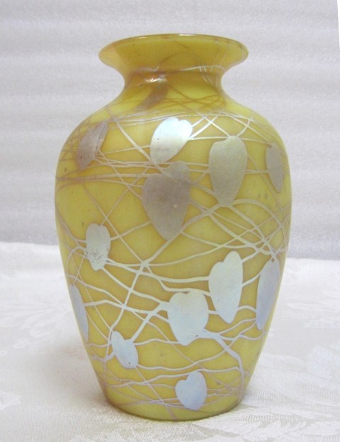 600 - Yellow Iridescent Vase