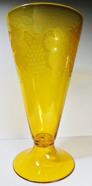 6034 - Bristol Yellow Engraved Vase
