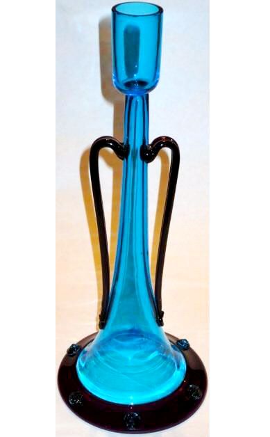 6037 - Celeste Blue Transparent Candlestick