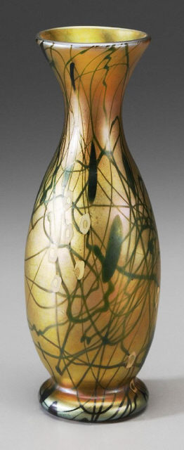 603 - Gold Aurene Engraved Vase