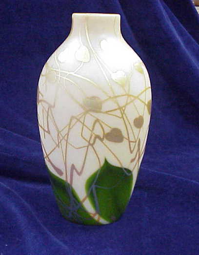 604 - Green Aurene Iridescent Vase