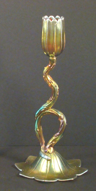 6058 - Gold Aurene Iridescent Candlestick