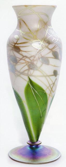 605 - Green Aurene Iridescent Vase