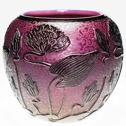 6078 - Plum Jade Acid Etched Vase