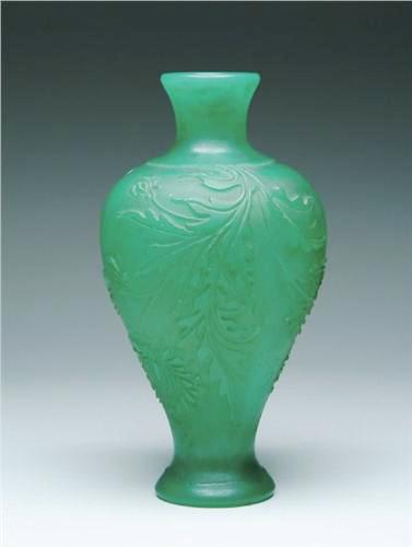6094 - Green Jade Acid Etched Vase
