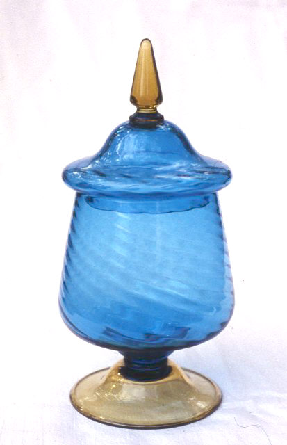 6105 - Celeste Blue Transparent Covered Vase