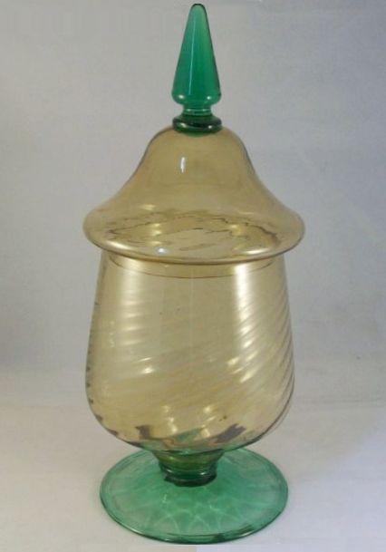 6105 - Amber Transparent Covered Vase