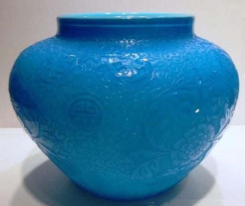 6112 - Light Blue Jade Acid Etched Vase