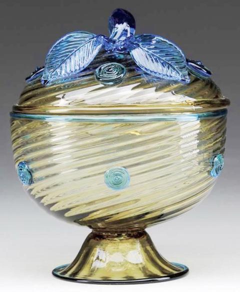 6161 - Amber Transparent Covered Vase