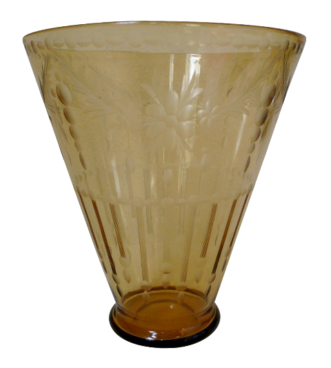 6171 - Amber Engraved Vase
