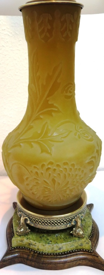 6222 - Yellow Jade Acid Etched Lamp Base