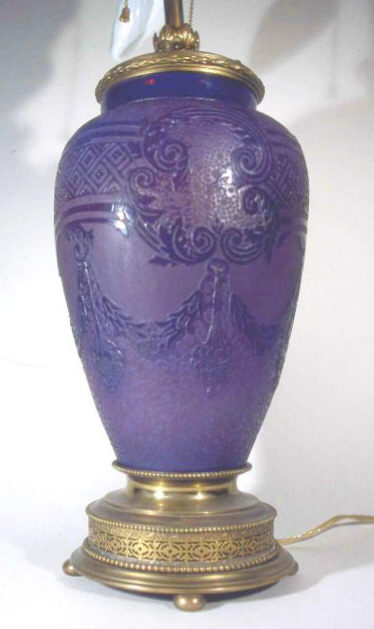 6227 - Plum Jade Acid Etched Vase/Lamp