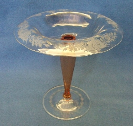 6257 - Colorless Engraved Compote