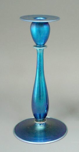 6270 - Blue Aurene Iridescent Candlestick
