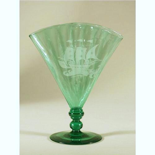 6287 - Pomona Green Engraved Vase