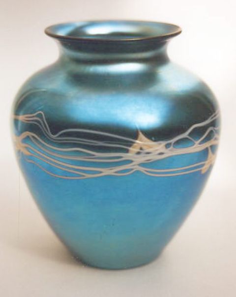6299 - Blue Aurene Iridescent Vase