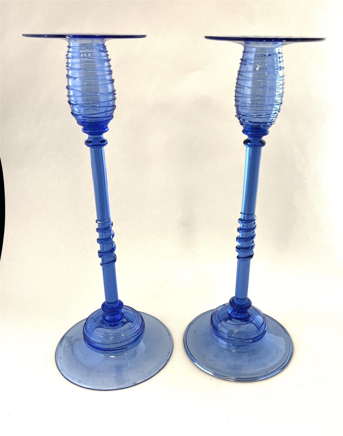 6355 - French Blue; Rita Blue Transparent Candlestick