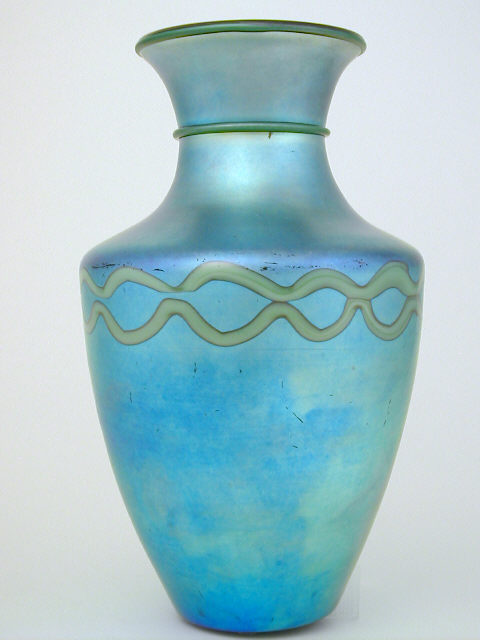 6177 - Blue Aurene Iridescent Vase