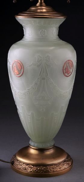 6455 - Alabaster Acid Etched Vase/Lamp