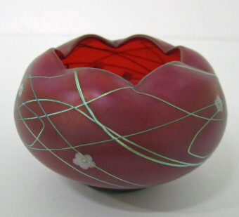 647 - Selenium Red Iridescent Bowl