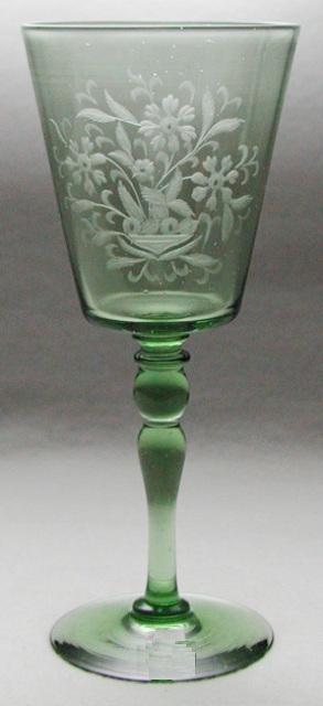 6583 - Spanish Green Engraved Goblet