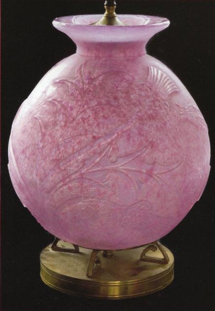 6649 - Rose Quartz Acid Etched Vase/Lamp