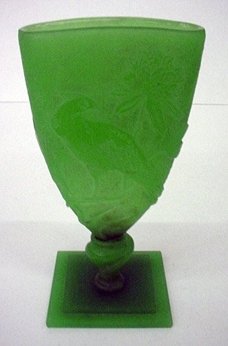 6679 - Green Jade Acid Etched Vase