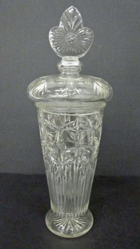 6720 - Colorless Engraved Covered Vase