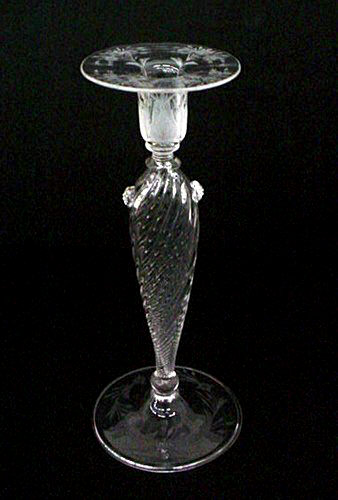 6734 - Colorless Engraved Candlestick