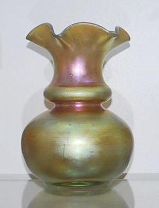 674 - Gold Aurene Iridescent Vase