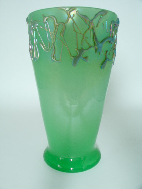 6777 - Iridized Green Jade Iridescent Vase