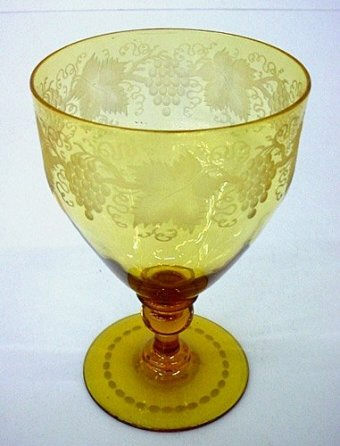6792 - Bristol Yellow Engraved Goblet