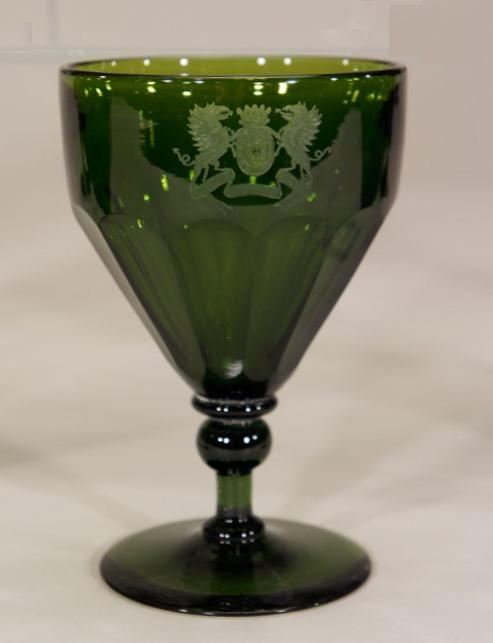 6792 - Green Engraved Goblet