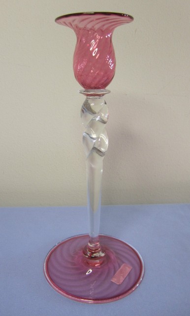 686 - Gold Ruby Transparent Candlestick