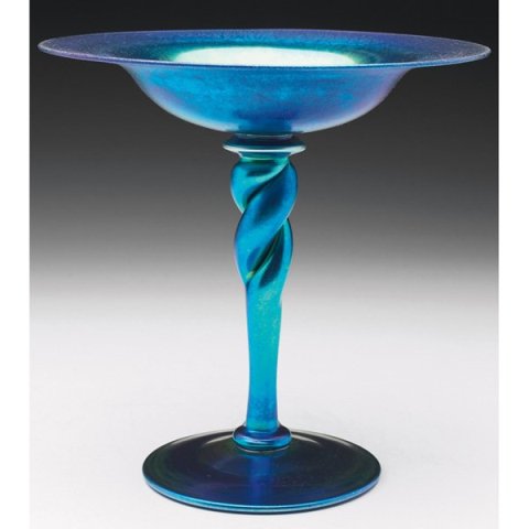 686 - Blue Aurene Iridescent Compote