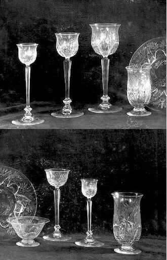 6928 - Colorless Engraved Stemware Set