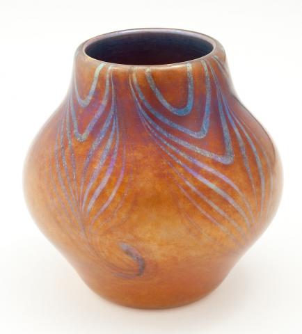 698 - Brown Aurene Iridescent Vase