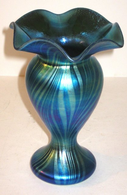 722 - Blue Aurene Iridescent Vase