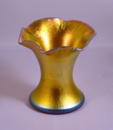 723 - Gold Aurene Iridescent Vase