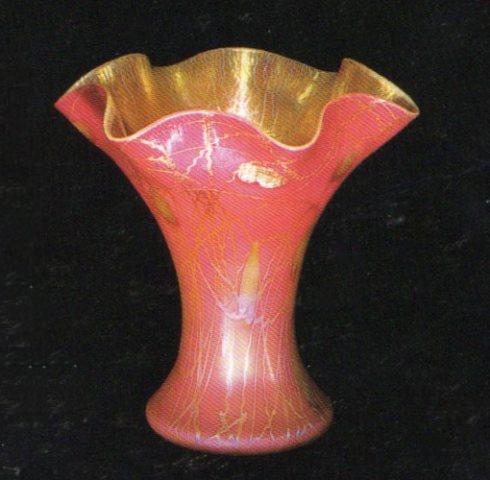 723 - Red Aurene Iridescent Vase