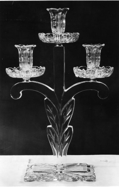 7243 - Colorless Engraved Candelabra