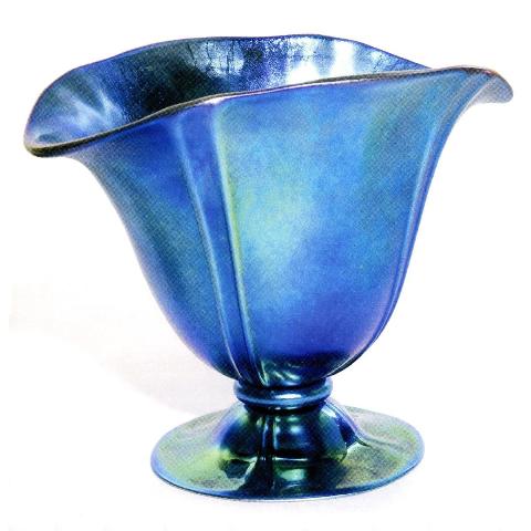 7307 - Blue Aurene Two Line Pillar Bowl