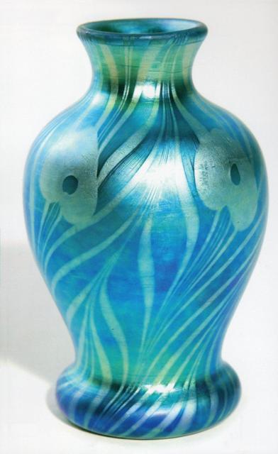 734 - Blue Aurene Iridescent Vase