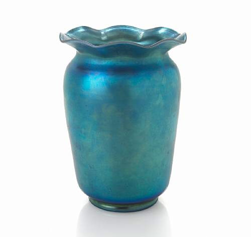 7417 - Blue Aurene Iridescent Vase