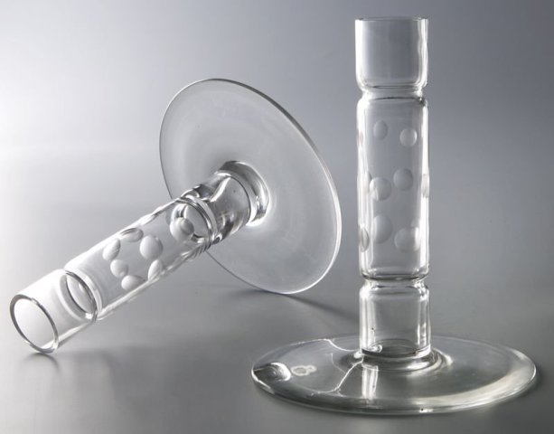7492 - Colorless Engraved Candlestick