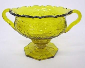 811 - Bristol Yellow Engraved Sugar Bowl